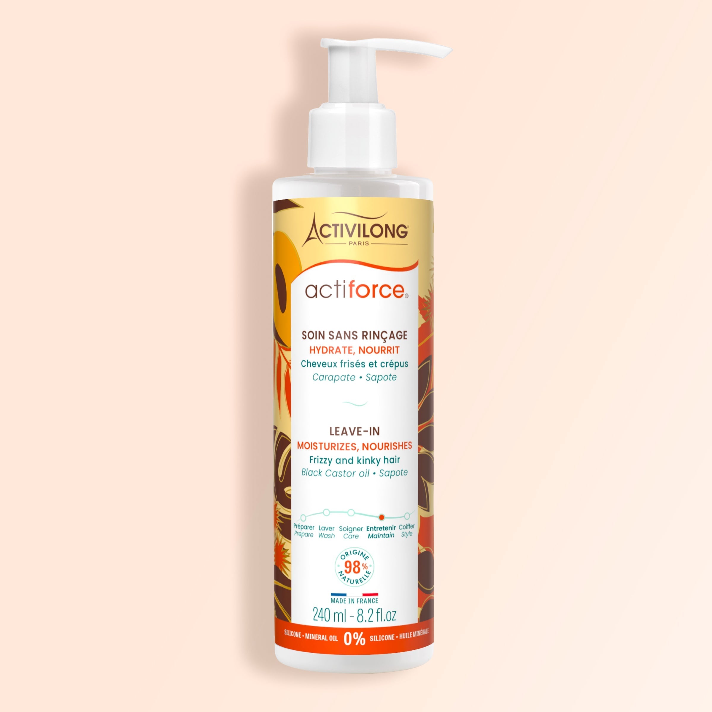 ACTIVILONG ACTIFORCE Leave-In 240ml conditioner bottle by Afro Beauty Store on a beige background
