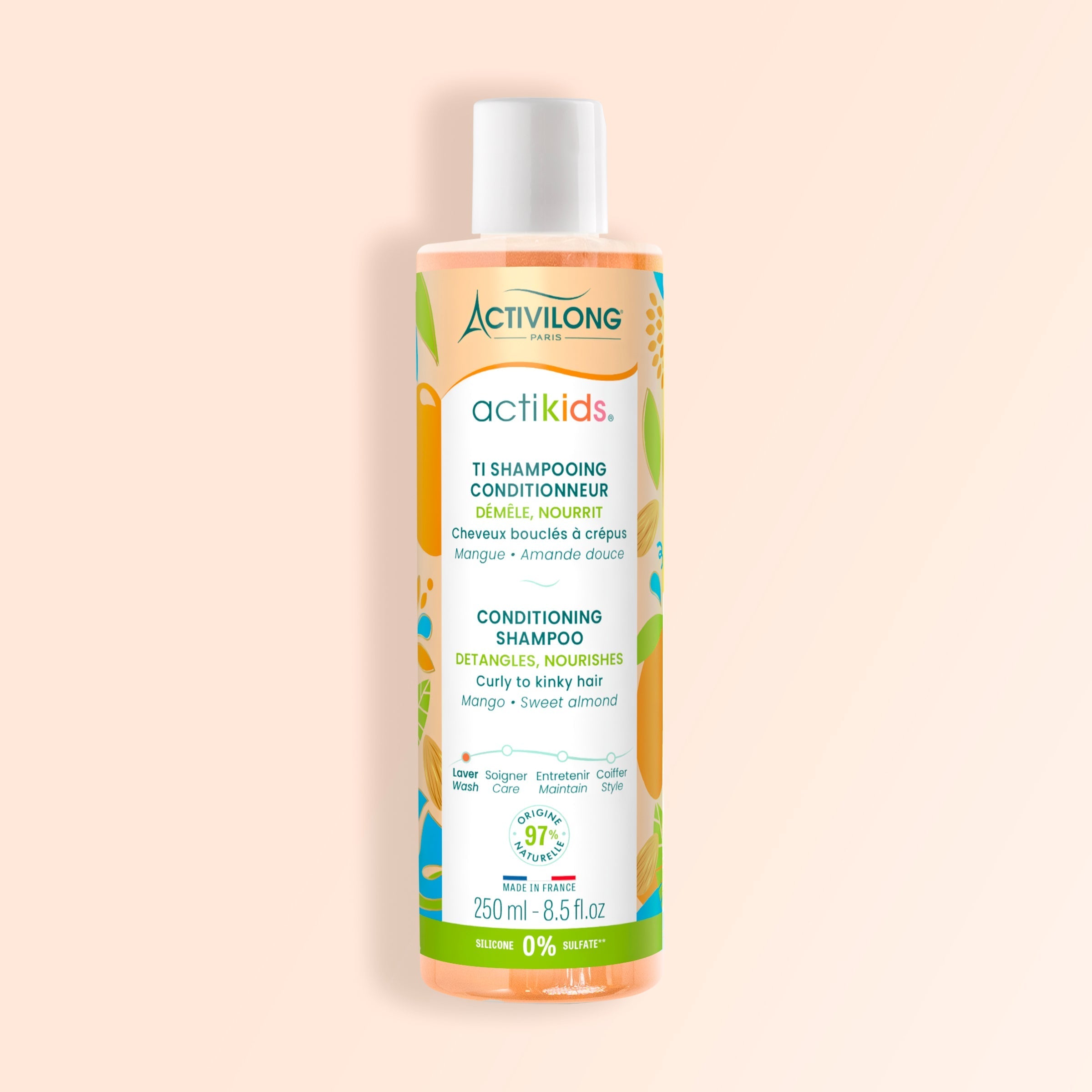 ACTIVILONG ACTIKIDS Ti-Shampooing Conditionneur 250ml bottle by Afro Beauty Store on a beige background