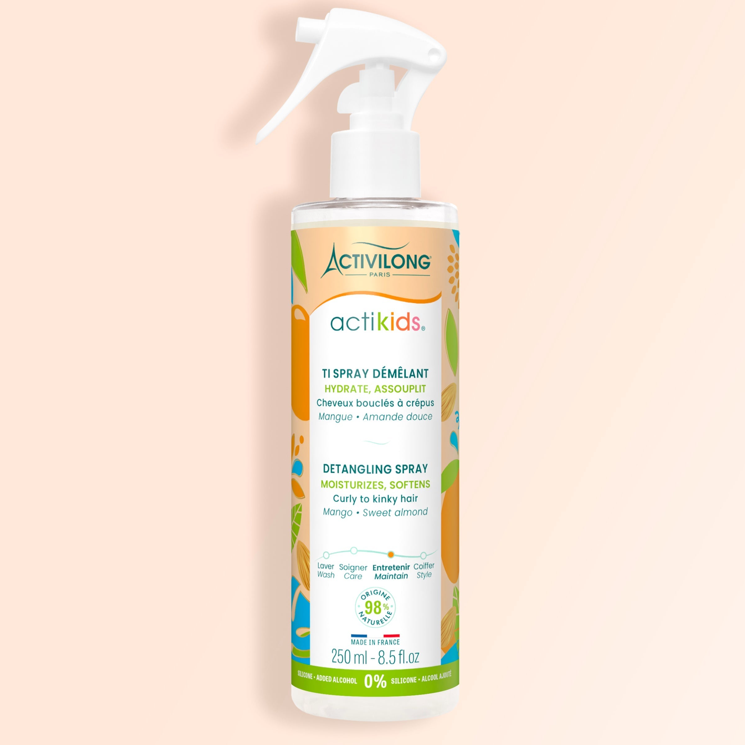 Activilong actikids detangling spray bottle by Afro Beauty Store on a beige background