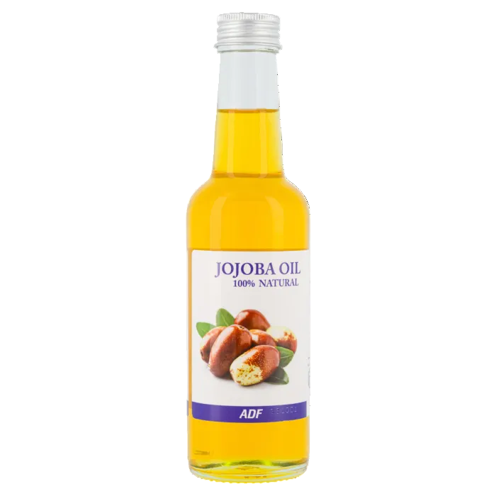 Bottle of ADF Jojoba oil with a label on a white background by Afro Beauty Store