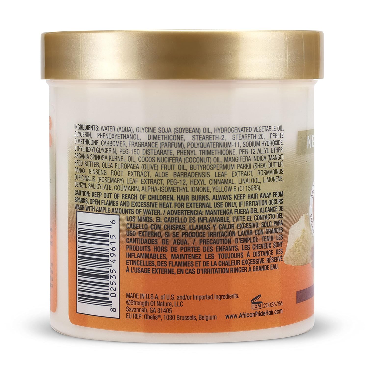 Back view of African Pride Shea Miracle Bouncy Curl Pudding 15oz jar by Afro Beauty Store