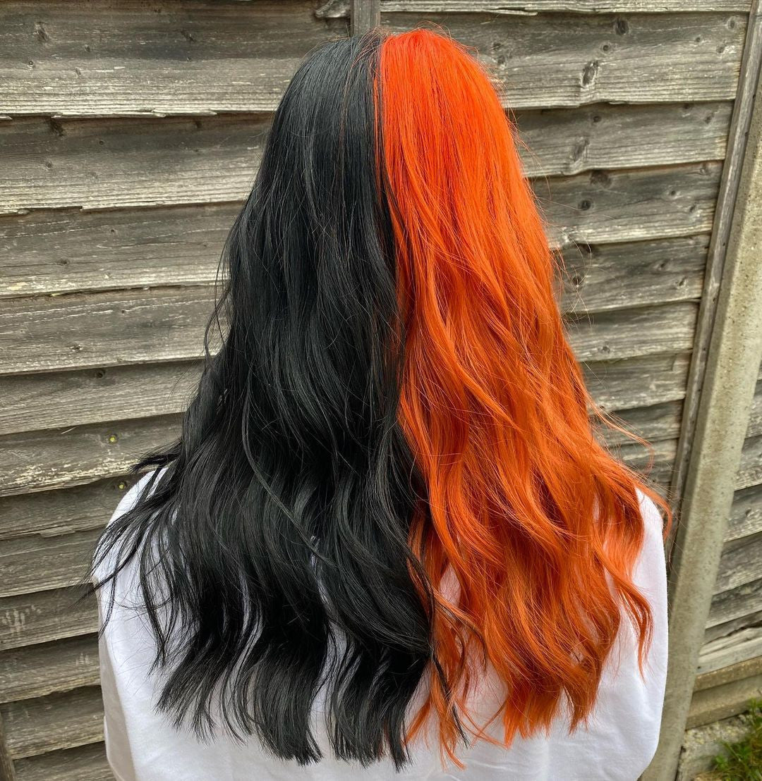 Crazy Color's person with black and orange hair by Afro Beauty Store