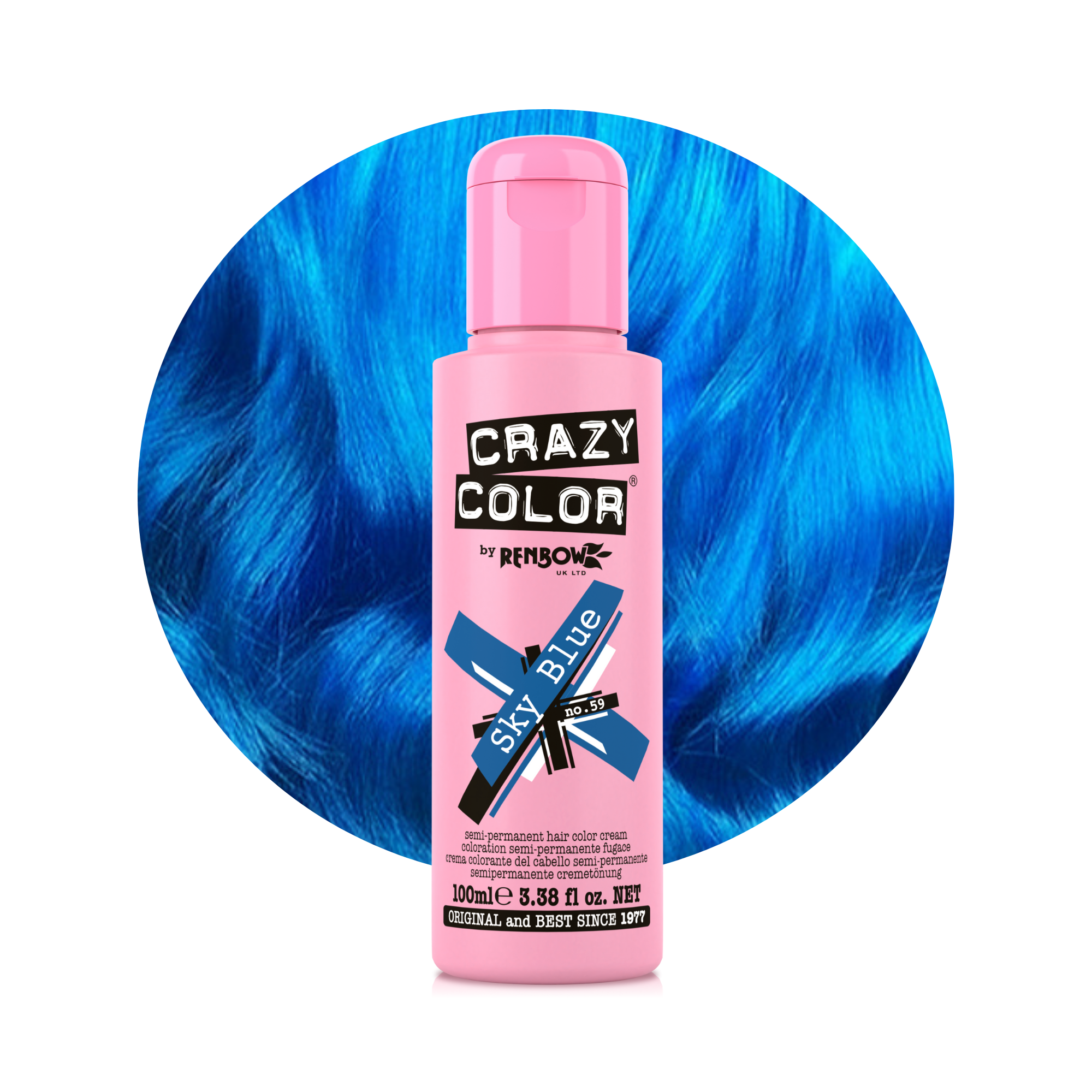 Crazy Color Bleu Ciel (Sky Blue) 59 100ml hair dye bottle by Afro Beauty Store