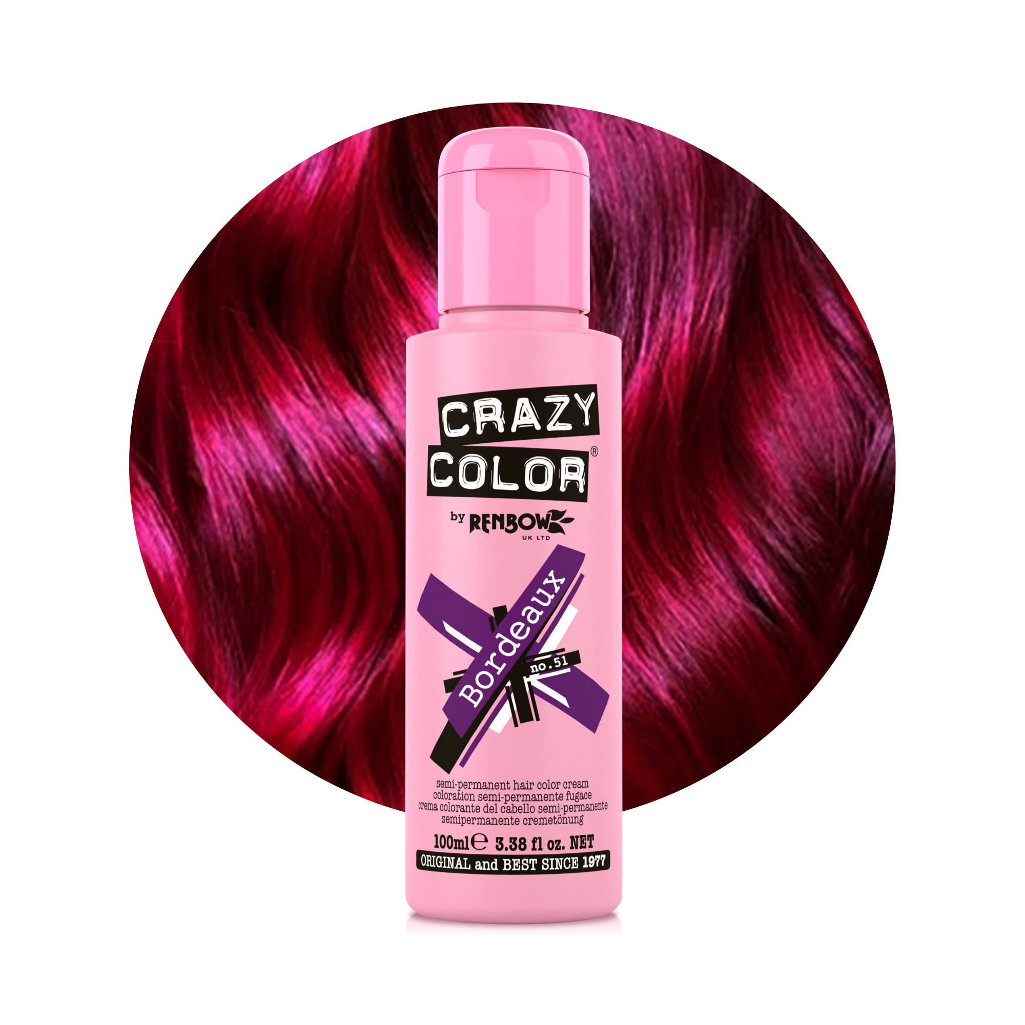 Crazy Color Bordeaux no. 51 100ml hiar dye bottle by Afro Beauty Store