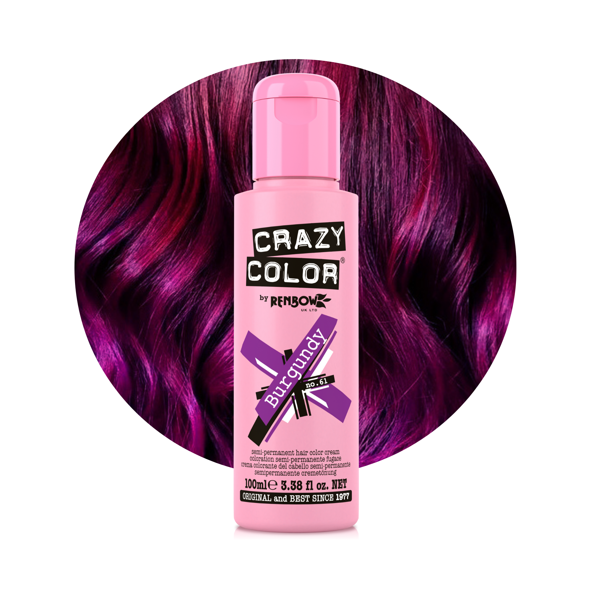 Crazy Color Bourgogne (Burgundy) 61 100ml hair dye bottle by Afro Beauty Store