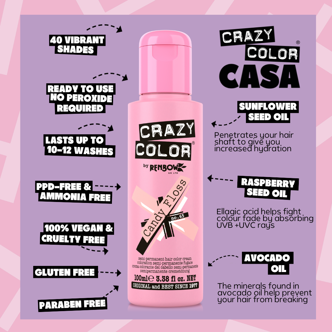 Crazy Color Candy Floss 65 hair dye bottle by Afro Beauty Store