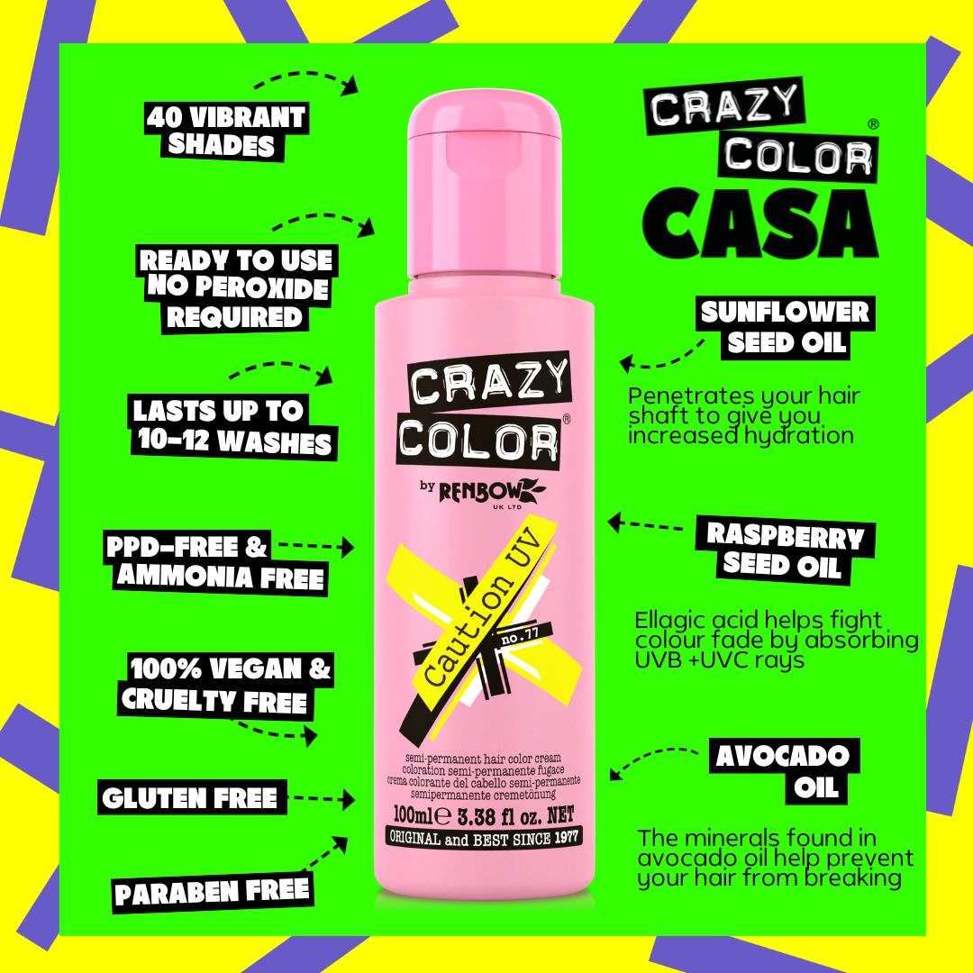 Crazy Color Caution UV 77 hair dye bottle by Afro Beauty Store