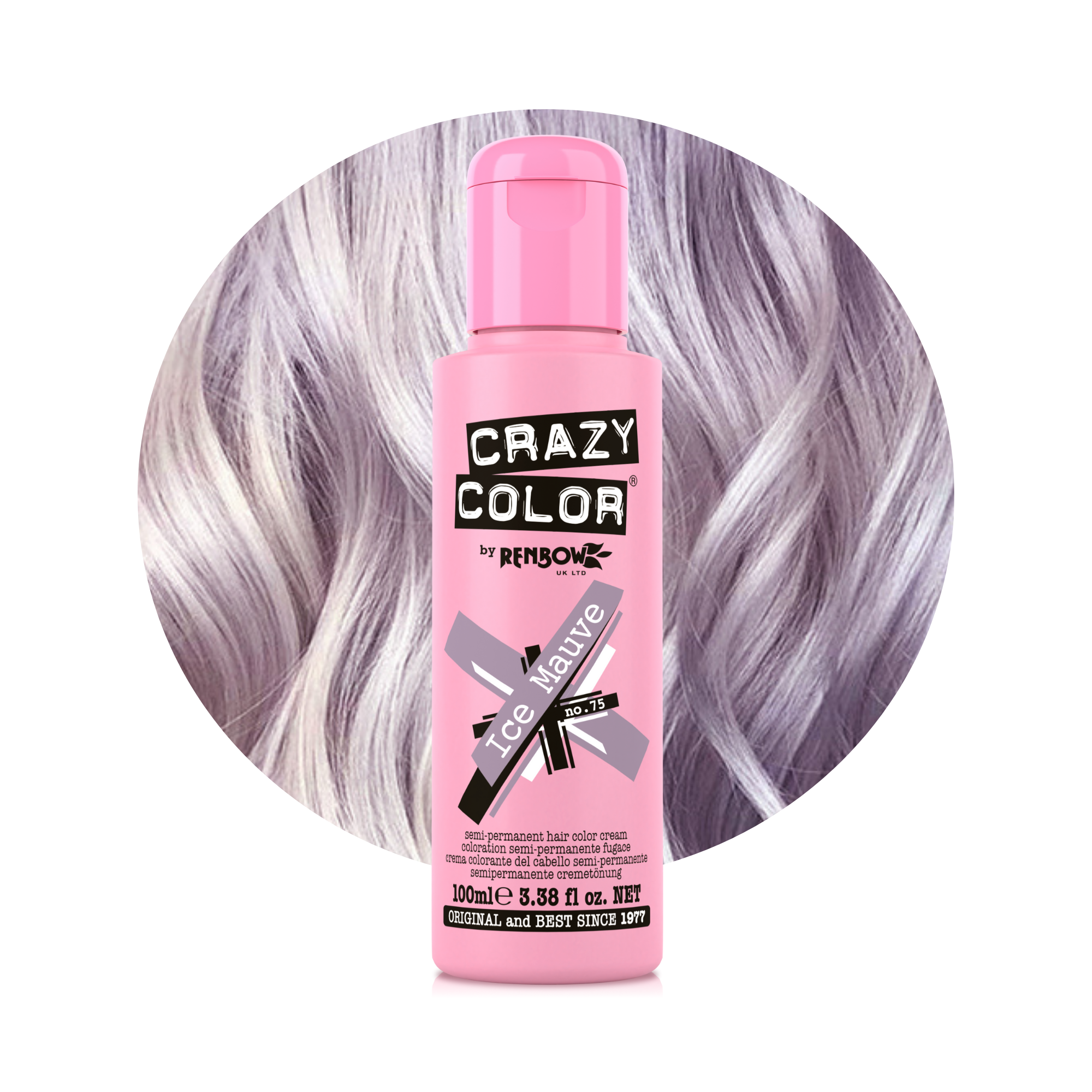 Crazy Color Mauve Glacé (Ice Mauve) no. 75 100ml hair dye bottle by Afro Beauty Store