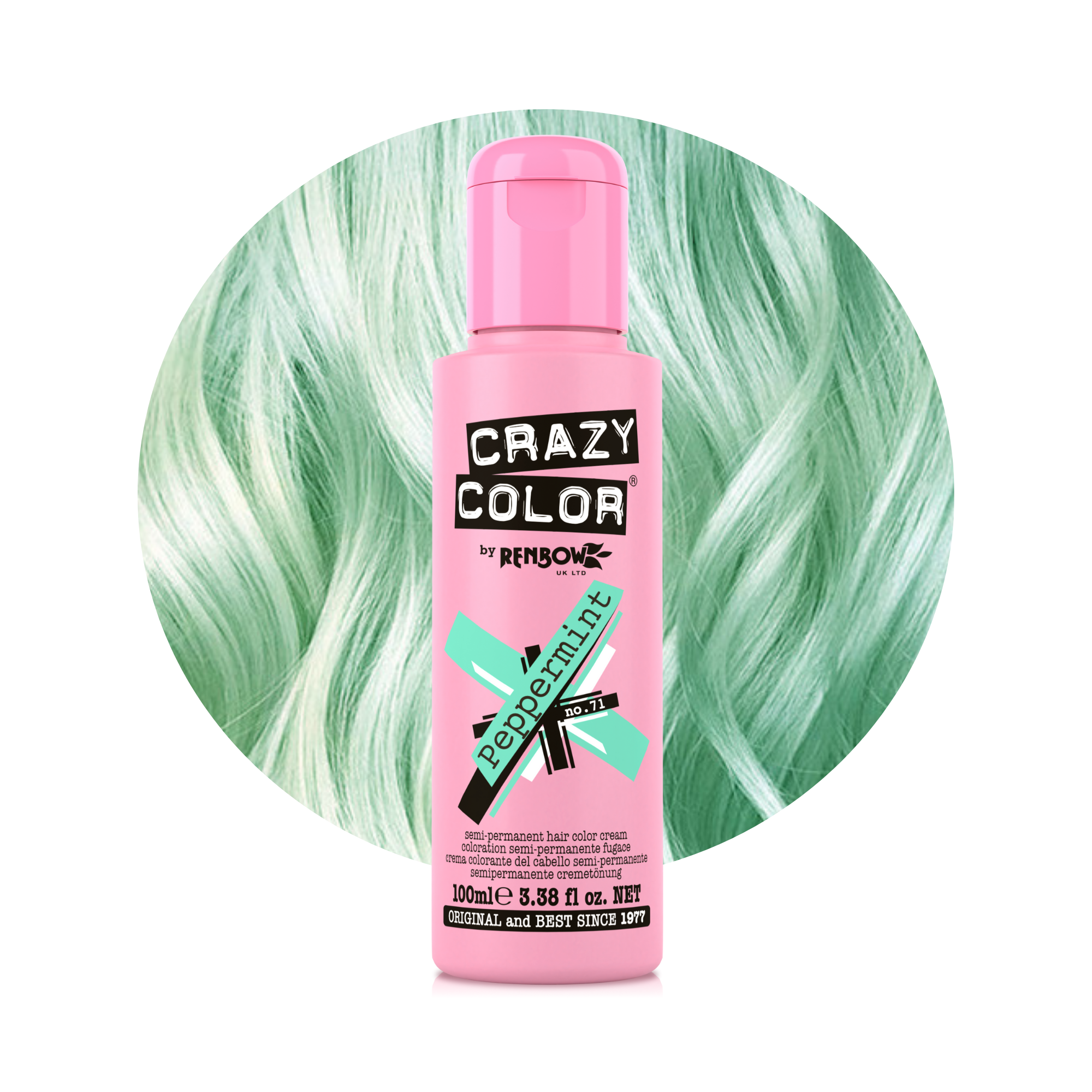 Crazy Color Menthe poivrée (Peppermint) no. 71 100ml hair dye bottle by Afro Beauty Store