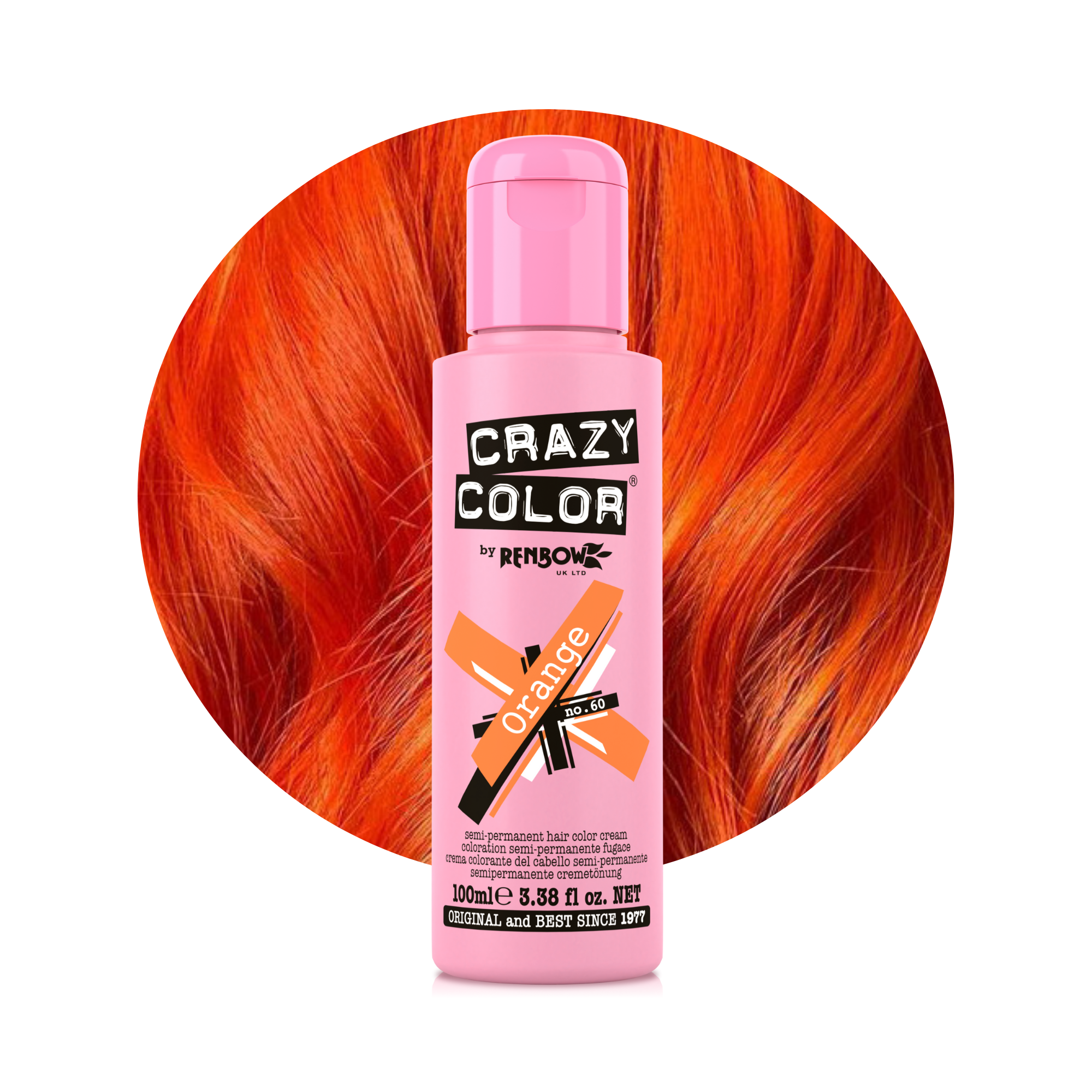Crazy Color Orange no. 60 100ml dye hair bottle by Afro Beauty Store