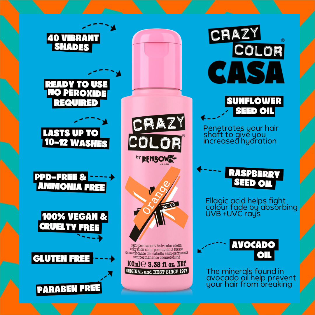 Crazy Color Orange 60 hair dye bottle by Afro Beauty Store