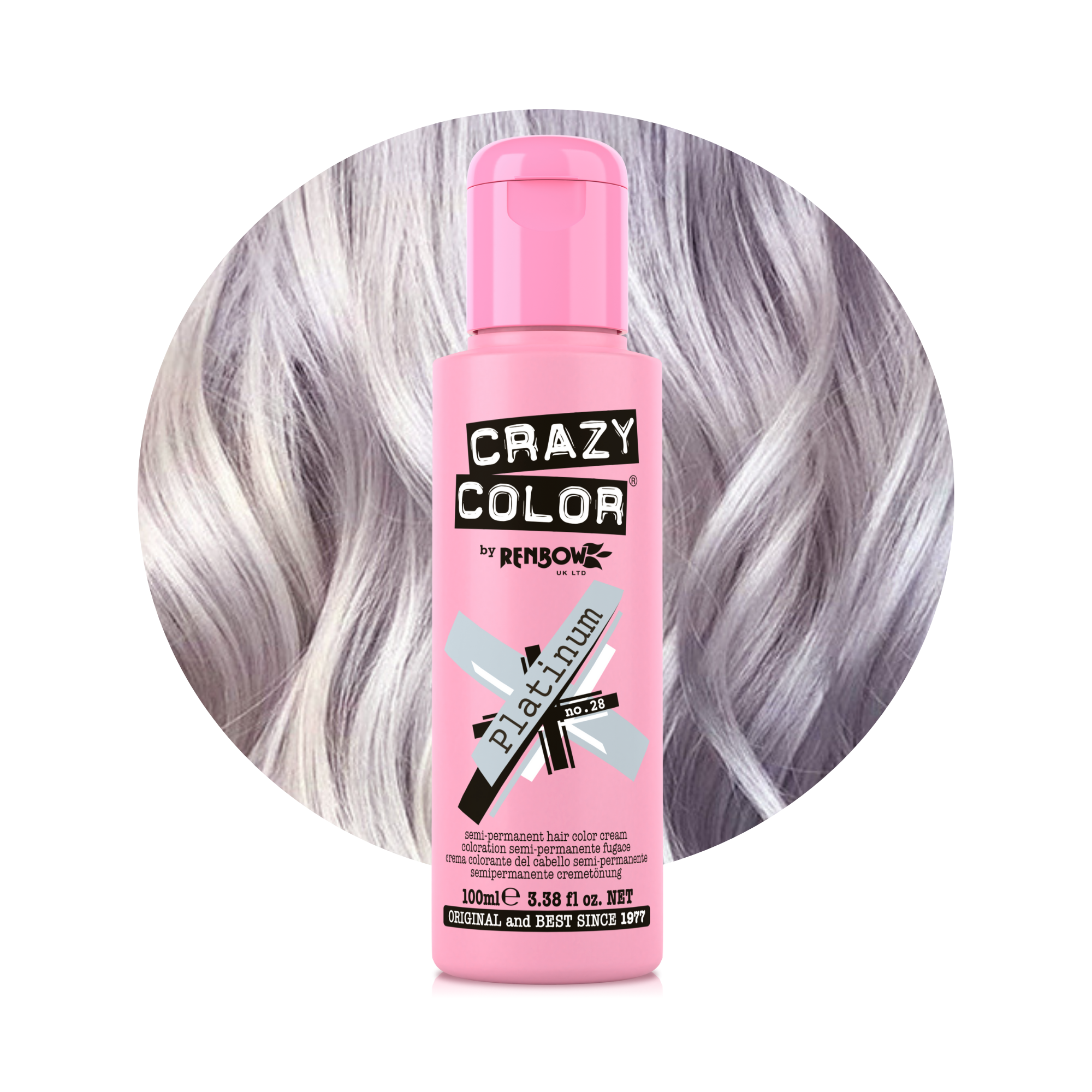 Crazy Color Platine (Platinum) no. 28 100ml hair dye bottle by Afro Beauty Store
