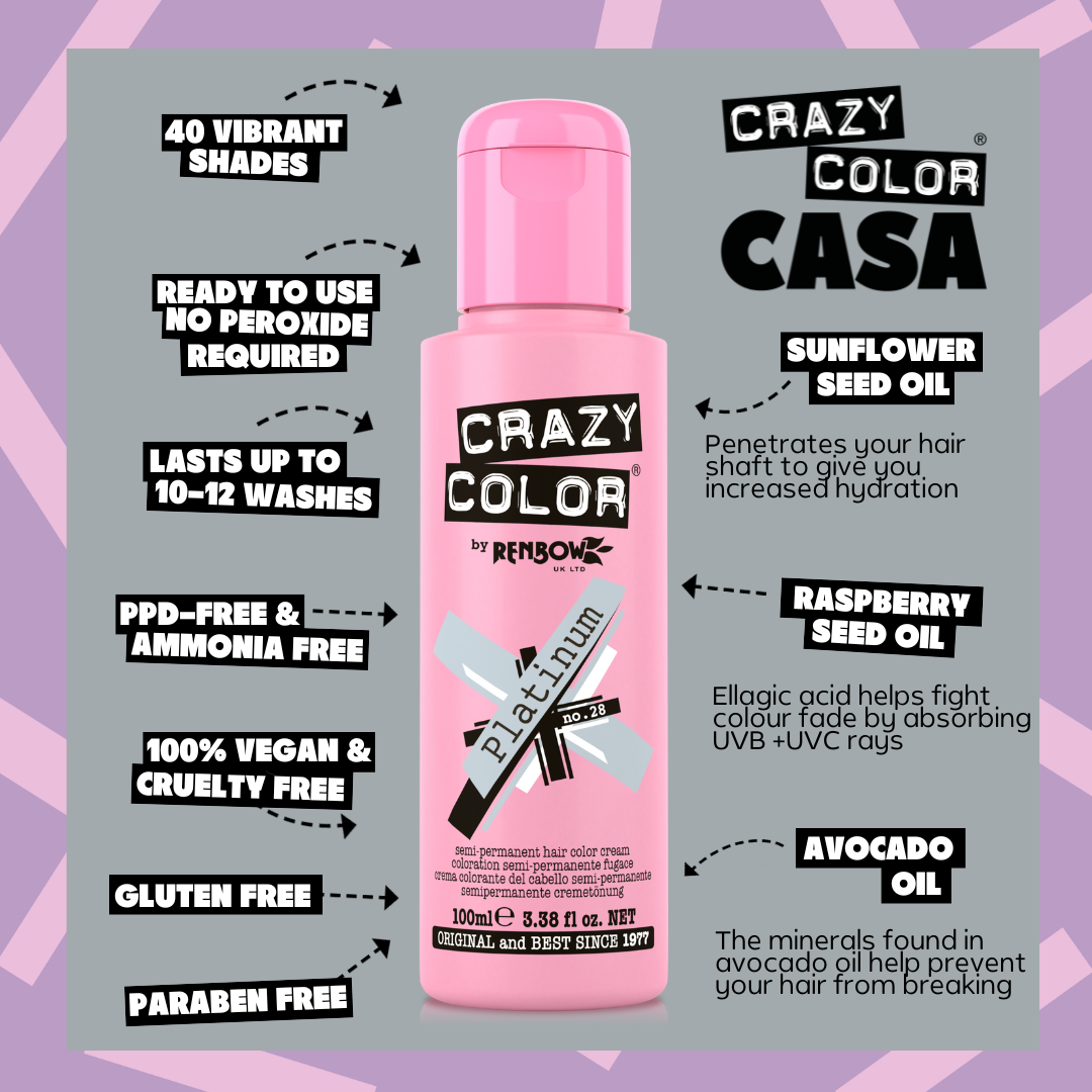 Crazy Color Platinum 28 hair dye bottle by Afro Beauty Store