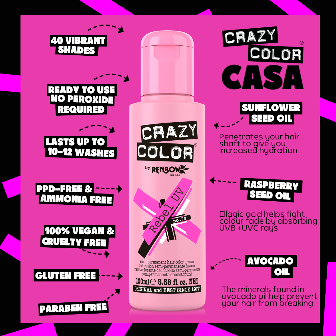 Crazy Color Rebel UV 78 hair dye bottle by Afro Beauty Store