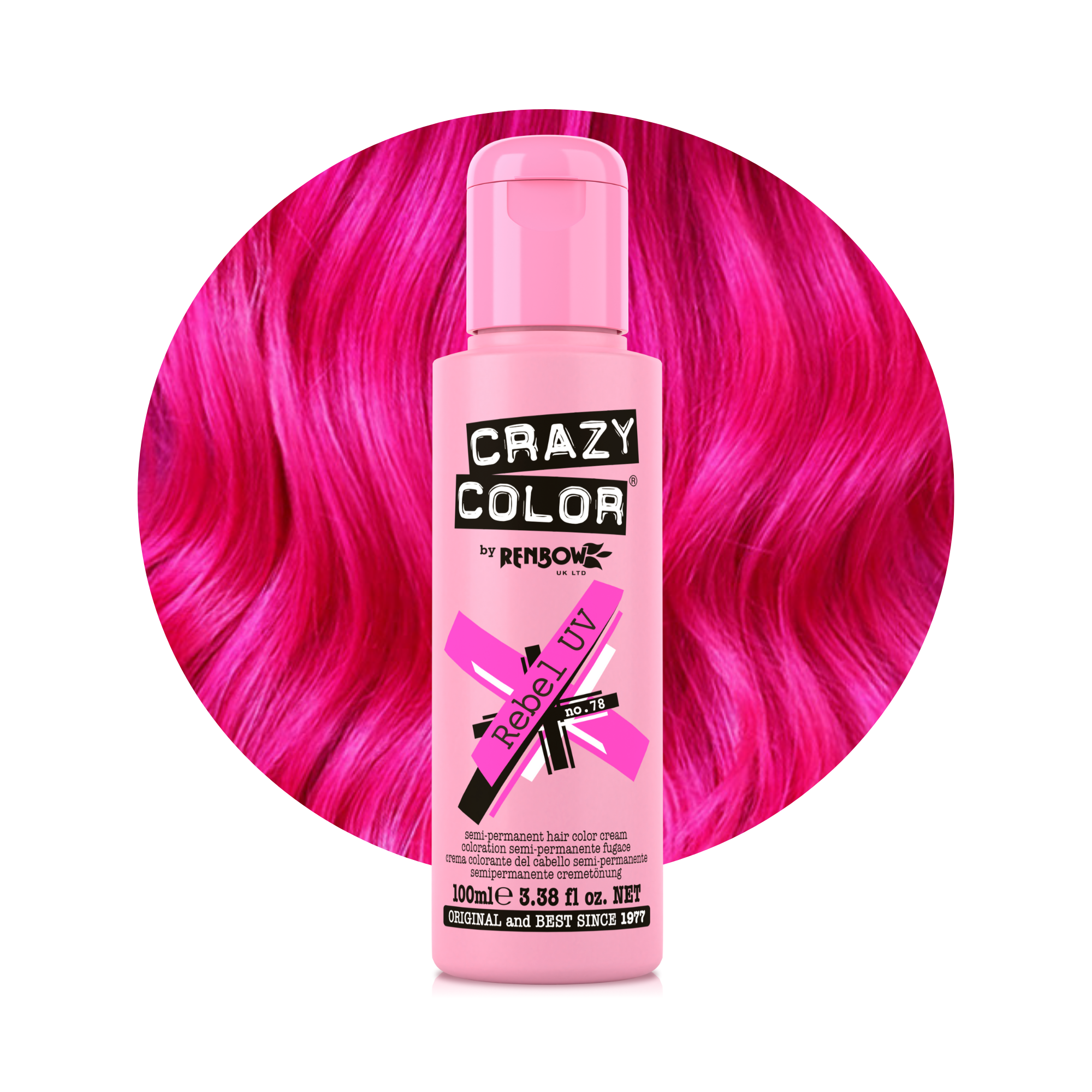 Crazy Color Rebel UV (Rose Fluo) no. 78 100ml hair dye bottle by Afro Beauty Store