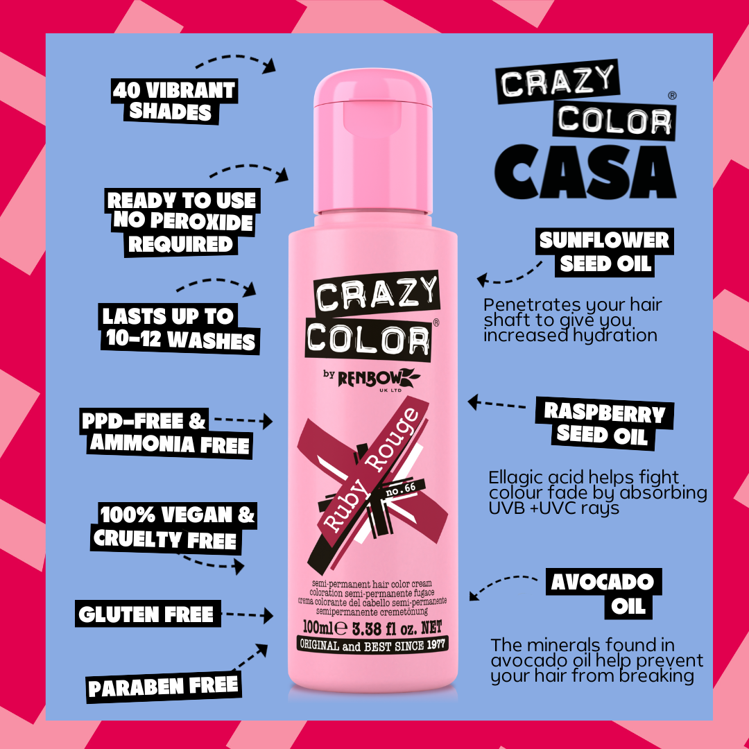 Crazy Color Ruby Rouge 66 hair dye bottle by Afro Beauty Store