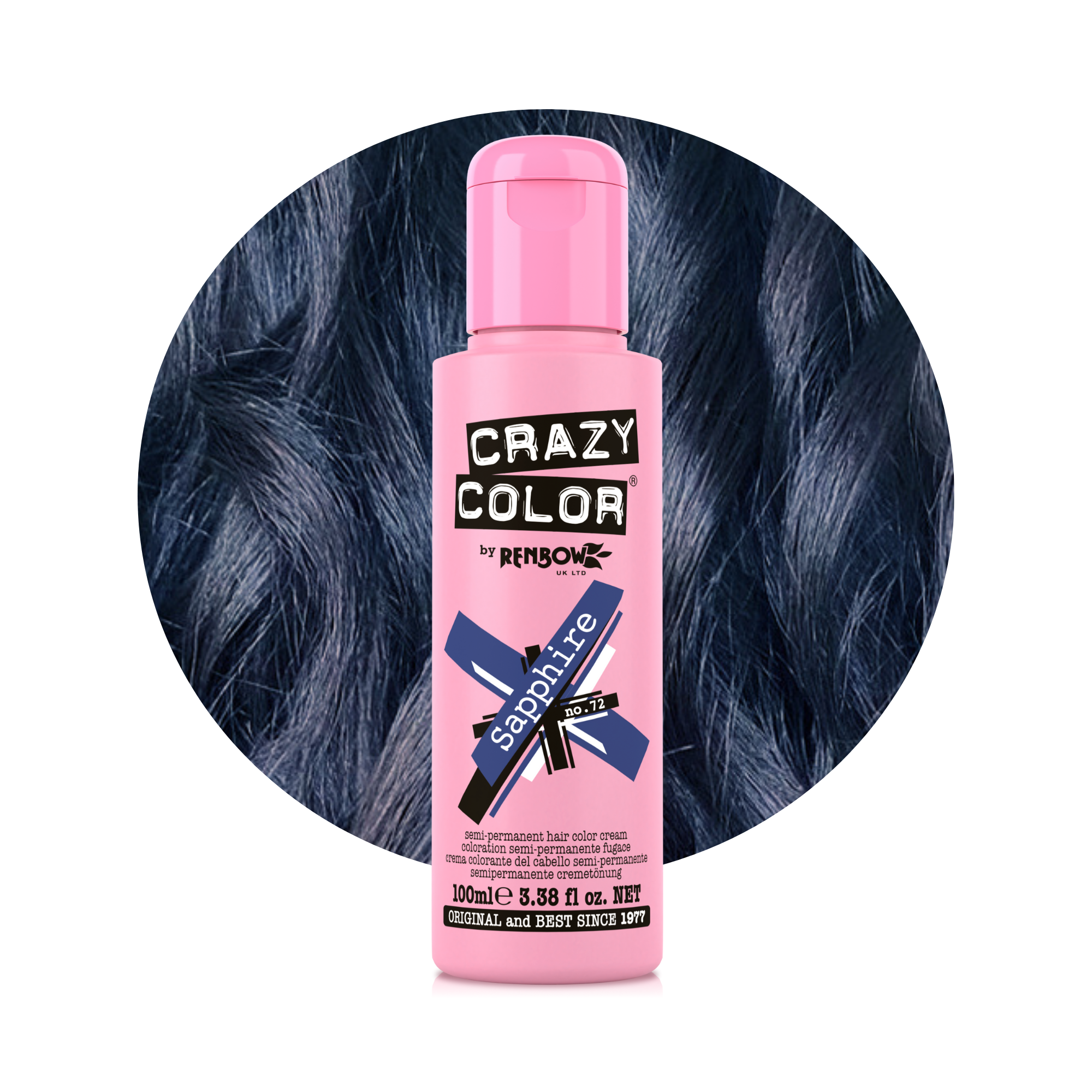 Crazy Color Saphir (Sapphire) no. 72 100ml hair dye bottle by Afro Beauty Store