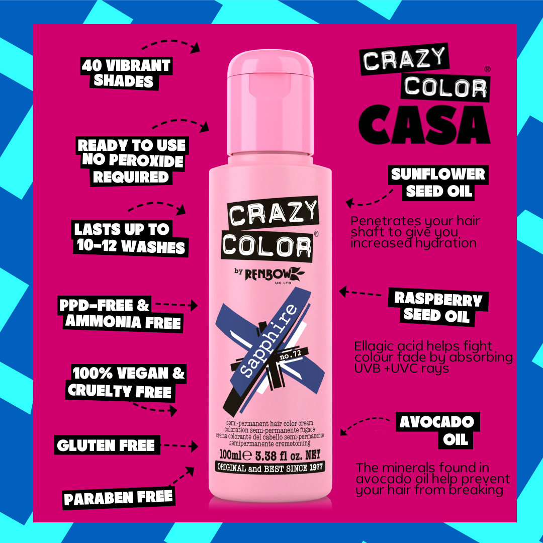 Crazy Color Sapphire 72 hair dye bottle by Afro Beauty Store