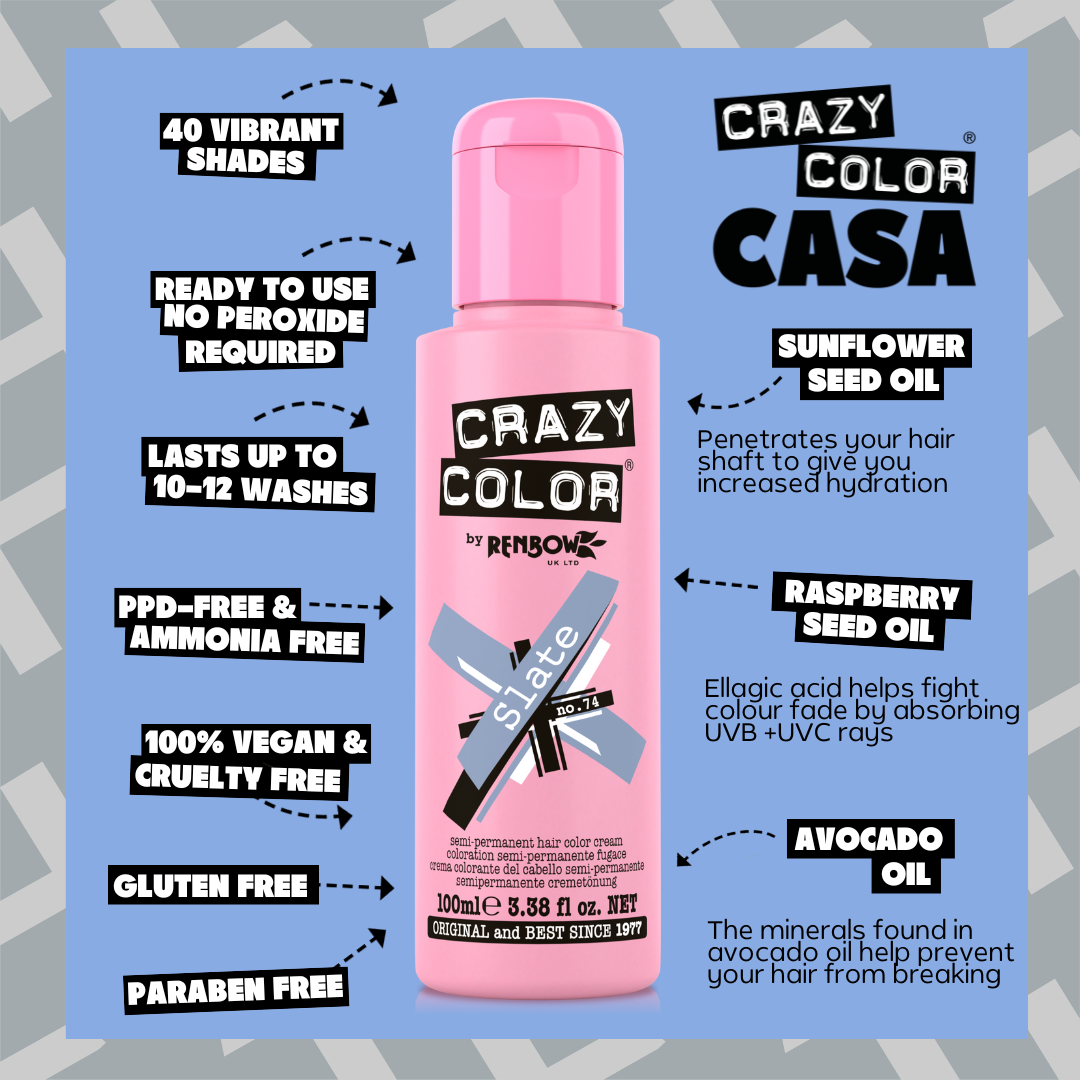 Crazy Color Slate 74 hair dye bottle by Afro Beauty Store