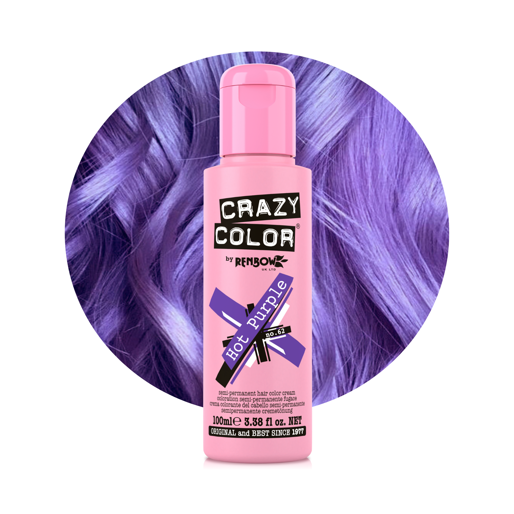 Crazy Color Violet Chaud (Hot Purple) no. 62 100ml hair dye bottle by Afro Beauty Store