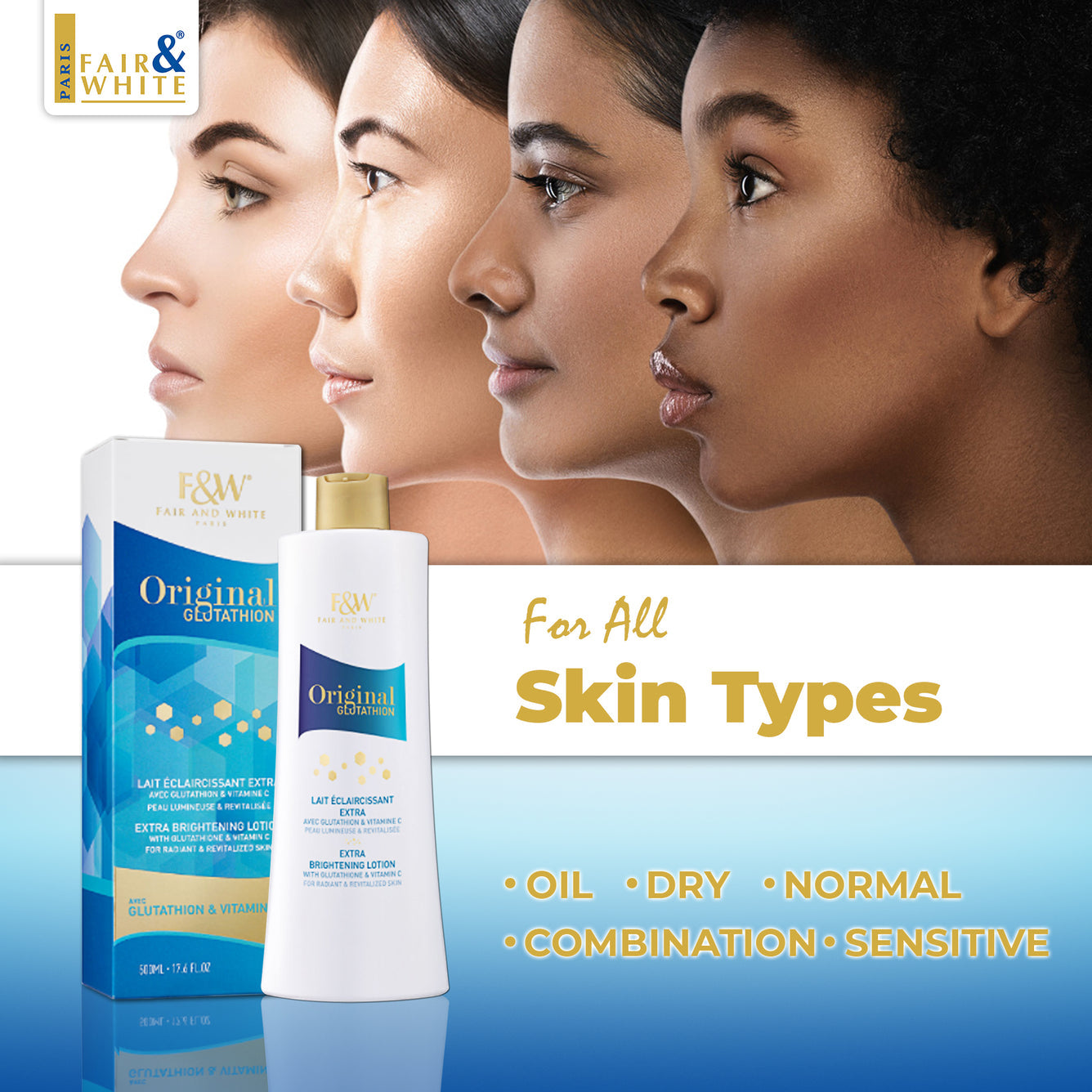 Fair & White Original Glutathion Lait Maxi Tone 500ml