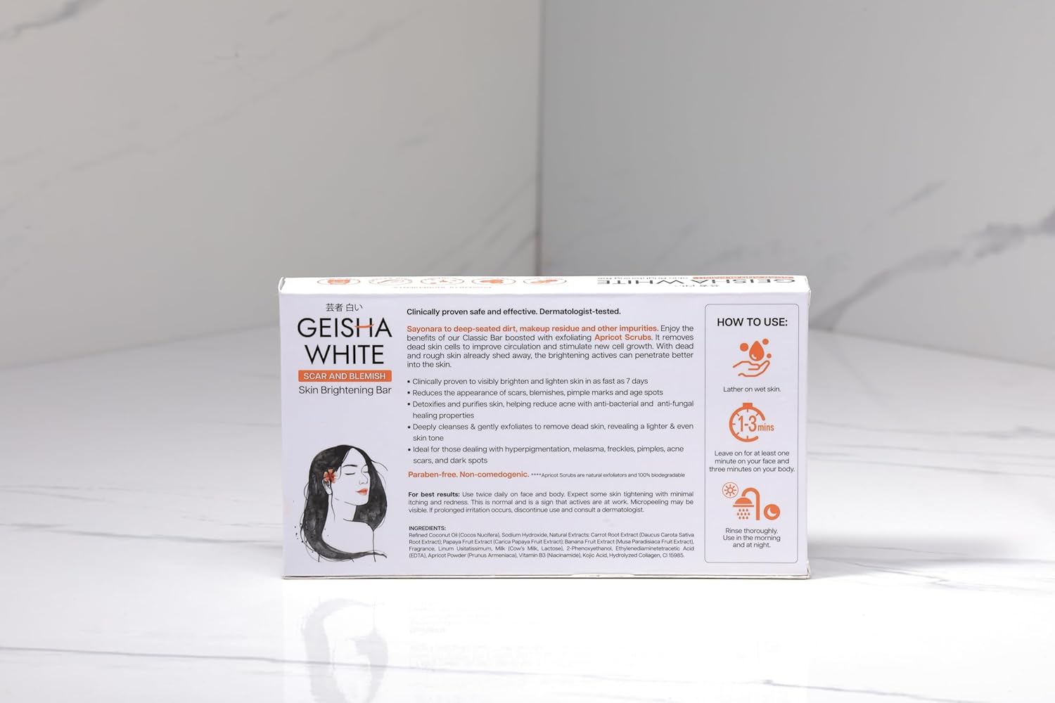 Savon blanc GEISHA, lot de 3 x 65 g