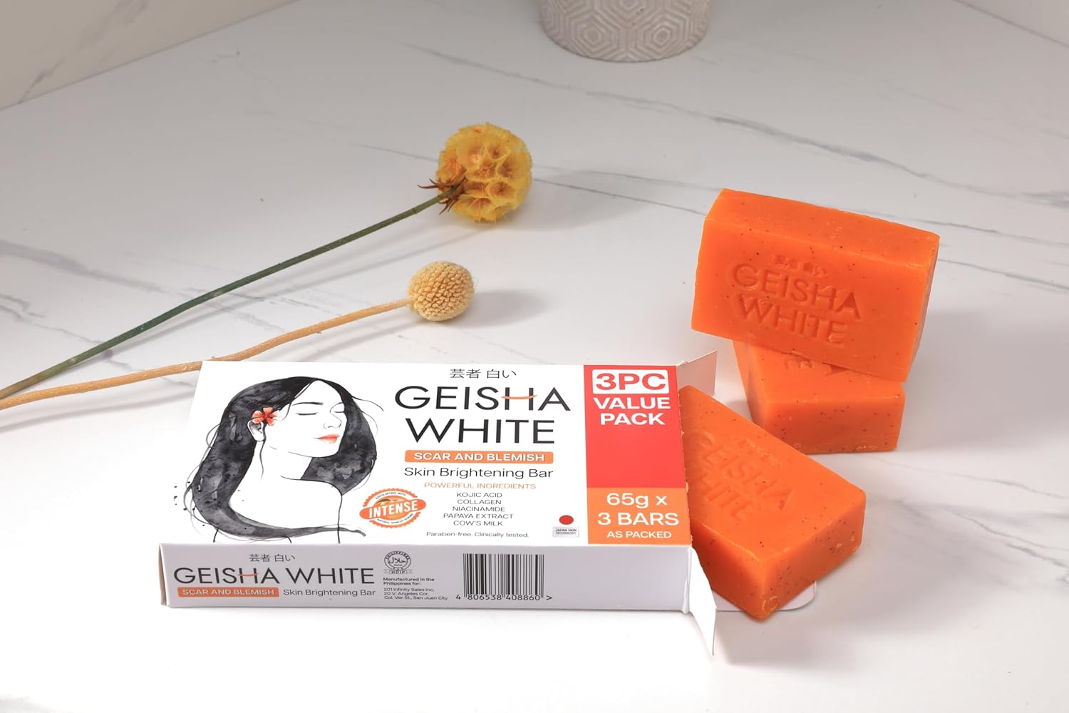 GEISHA White Skin Brightening Soap 3 Bar Pack