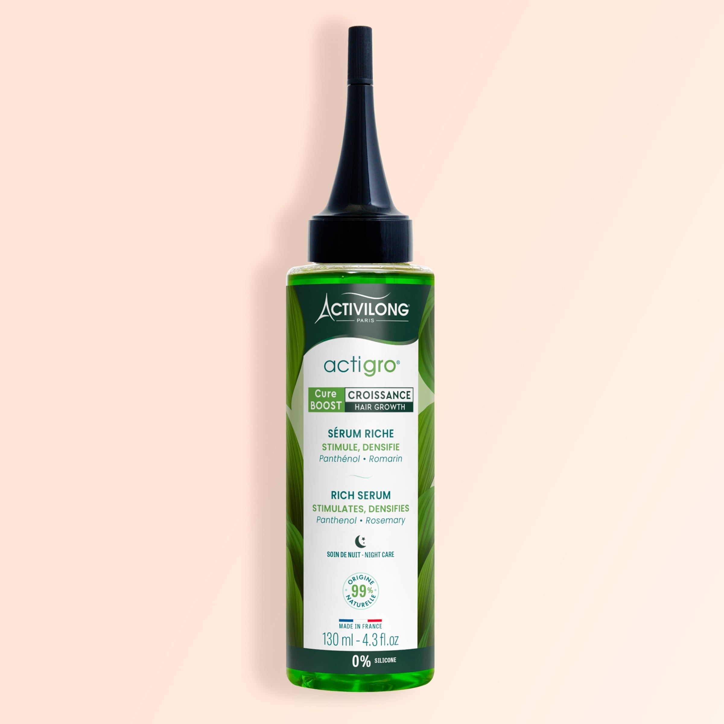 ACTIVILONG ACTIGRO Sérum Riche 130 ml bottle by Afro Beauty Store on a beige background