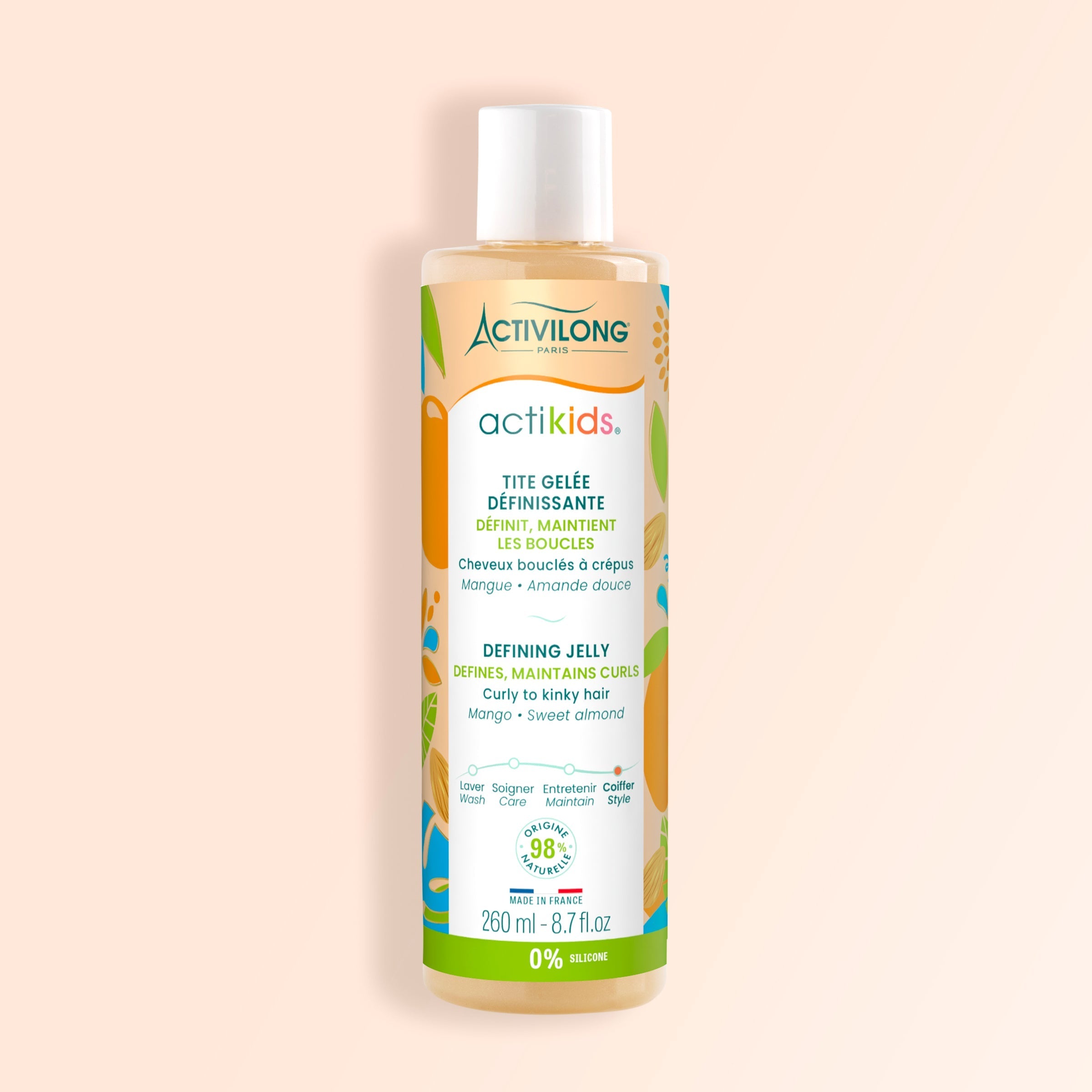 Bottle of Activilong Actilkids Defining Jelly by Afro Beauty Store on a beige background