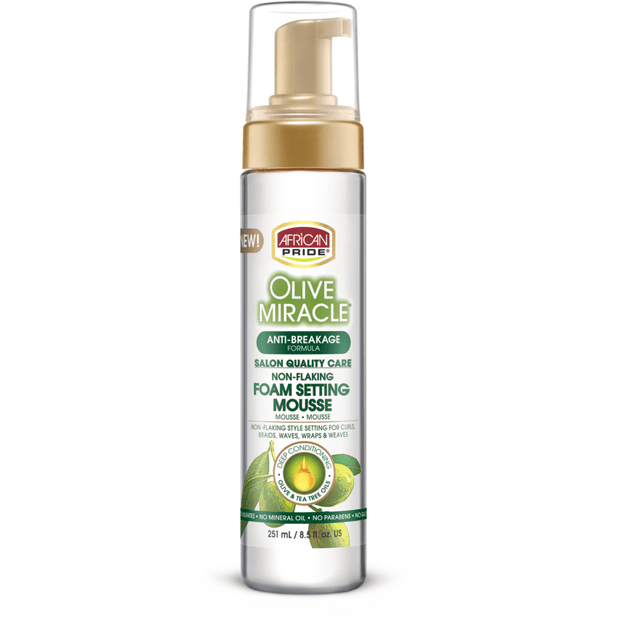 African Pride Olive Miracle Anti-Breakage Formula Foam Setting Mousse