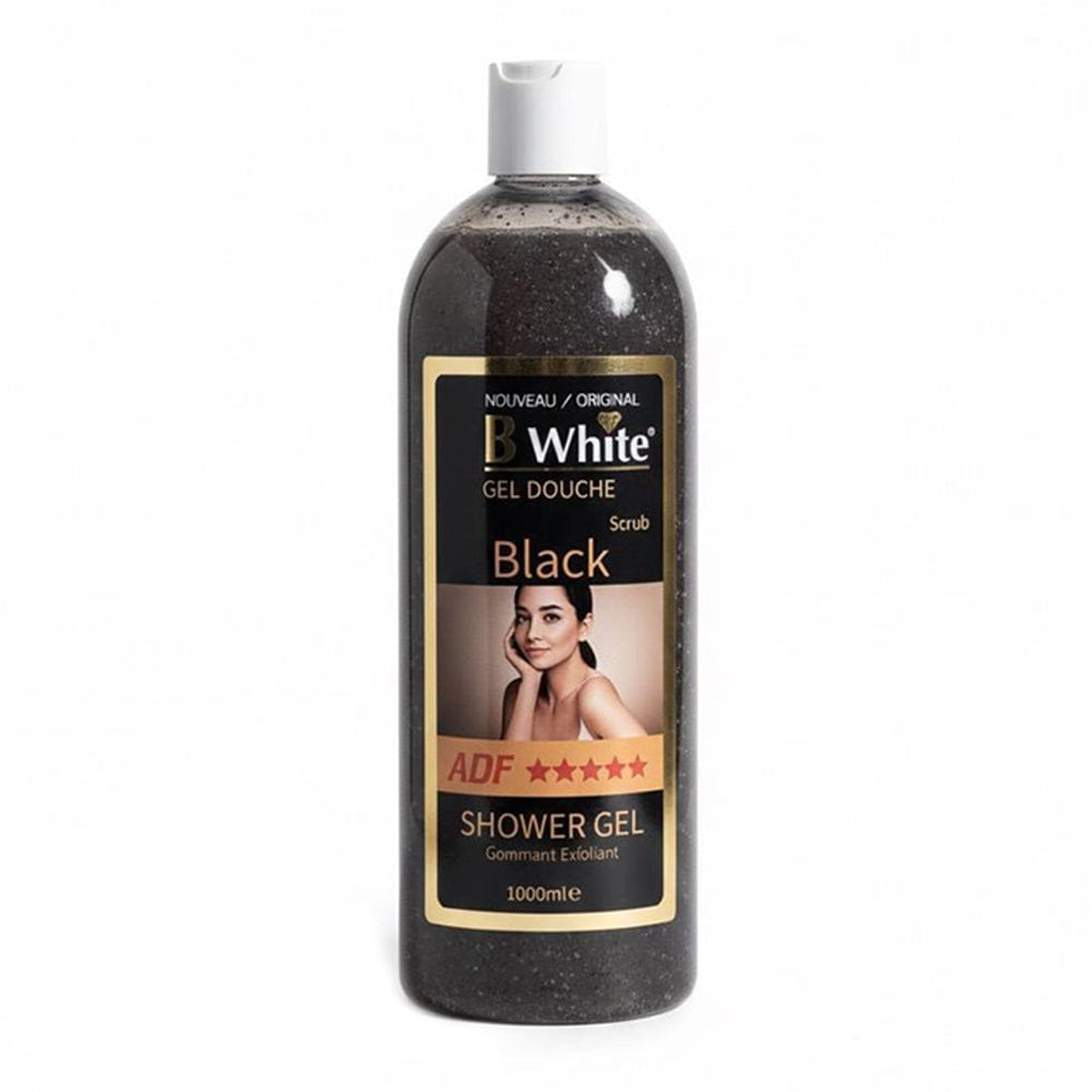 B-White Black Shower Gel bottle on a white background by Afro Beauty Store