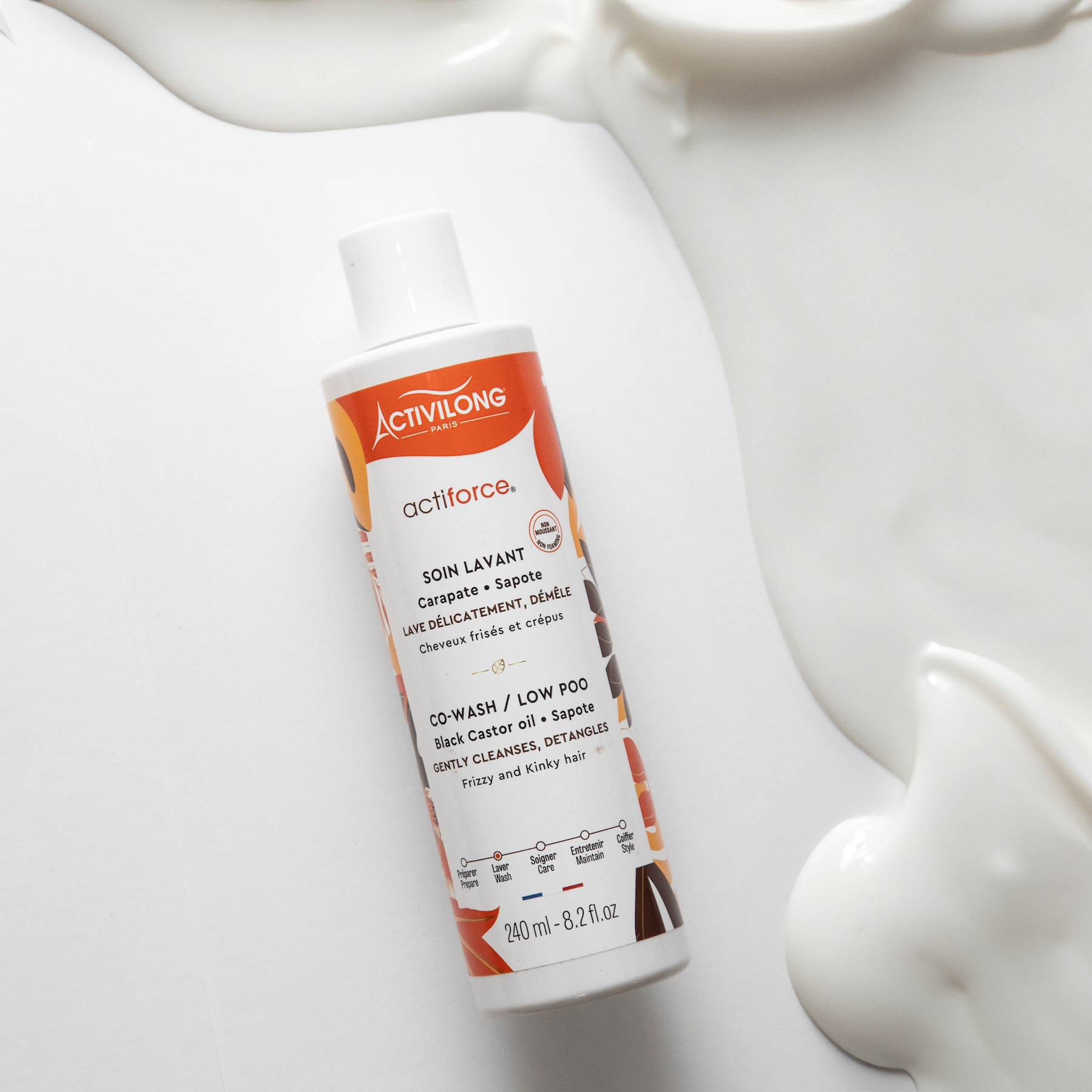 Bottle of ACTIVILONG ACTIFORCE Co-wash 240ml by Afro Beauty Store  on a white background