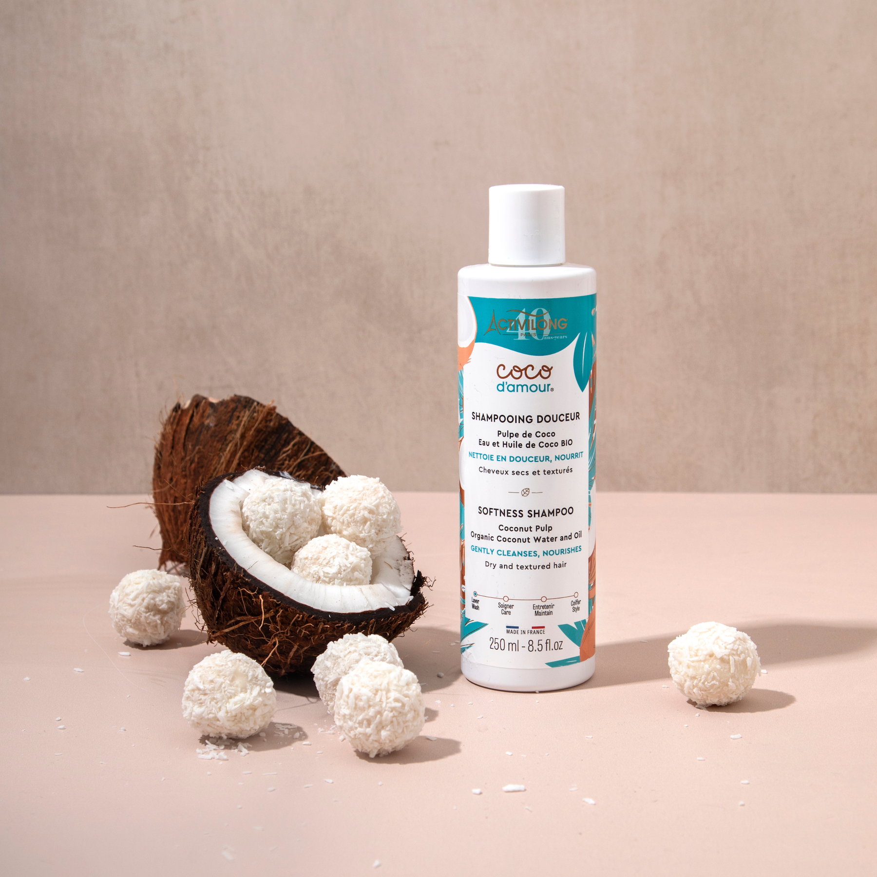 Bottle of ACTIVILONG COCO D’AMOUR Shampooing Douceur 250ml by ABS France Wholesale