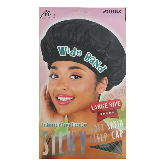 Murry Collection Wide Band Silky Soft Satin Sleep Cap (M2192BLK)
