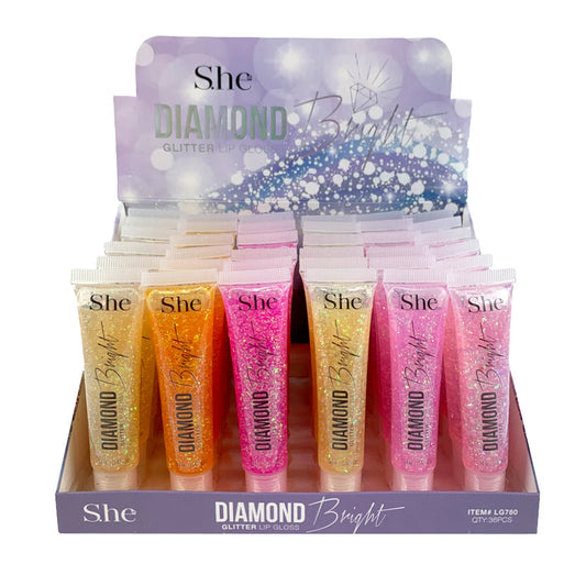 She Diamond Bright Glitter Lip Gloss (box 36pcs)